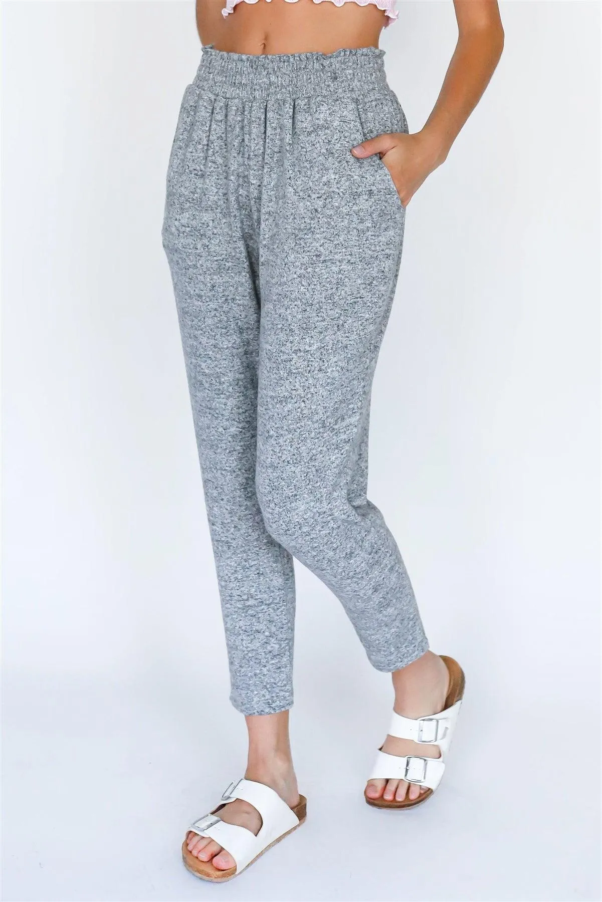 Heather Grey Loungewear Flannel Hight Waist Pants /1-1-1