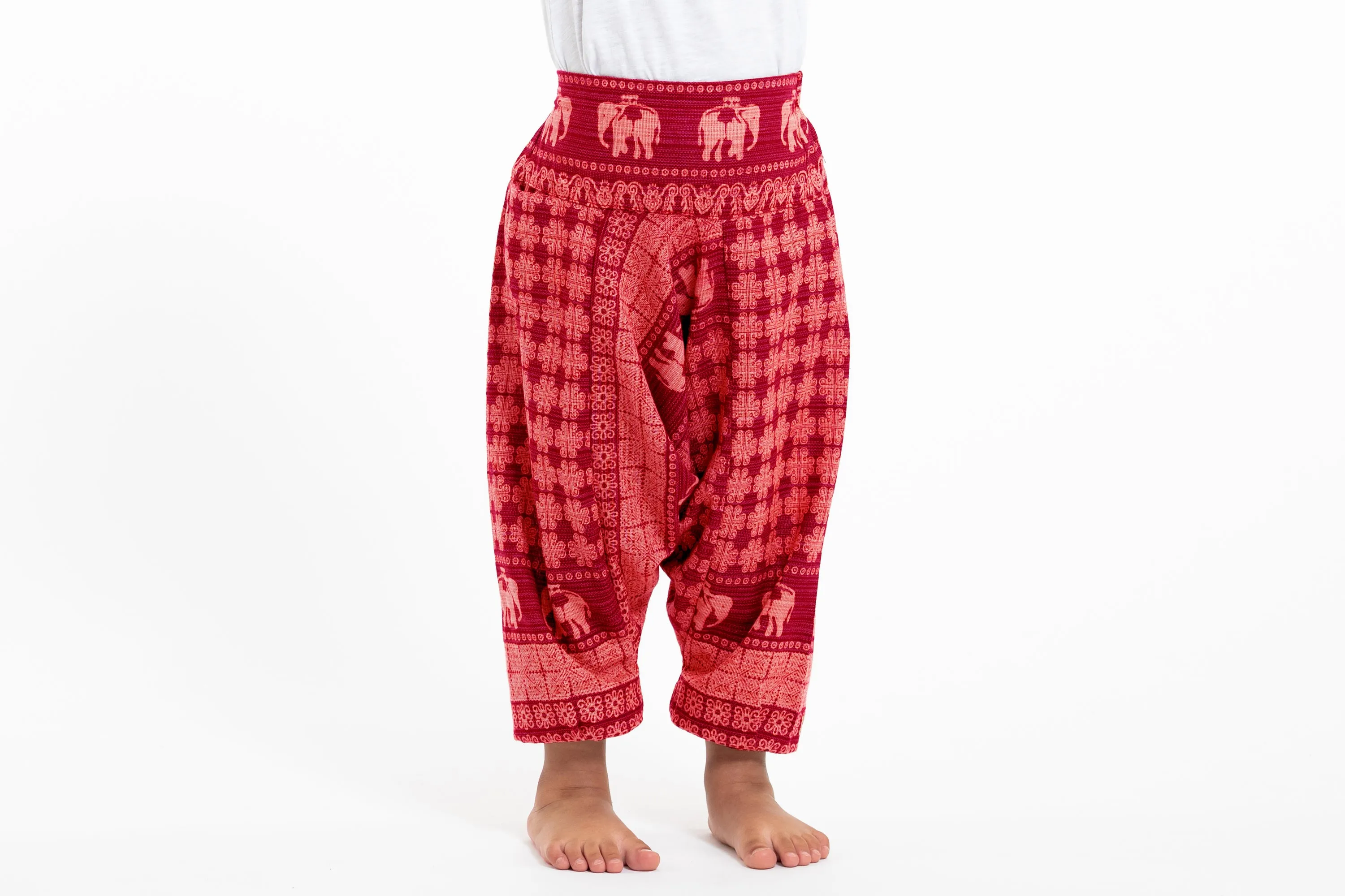 Hill Tribe Elephant Kids Elephant Pants in Red