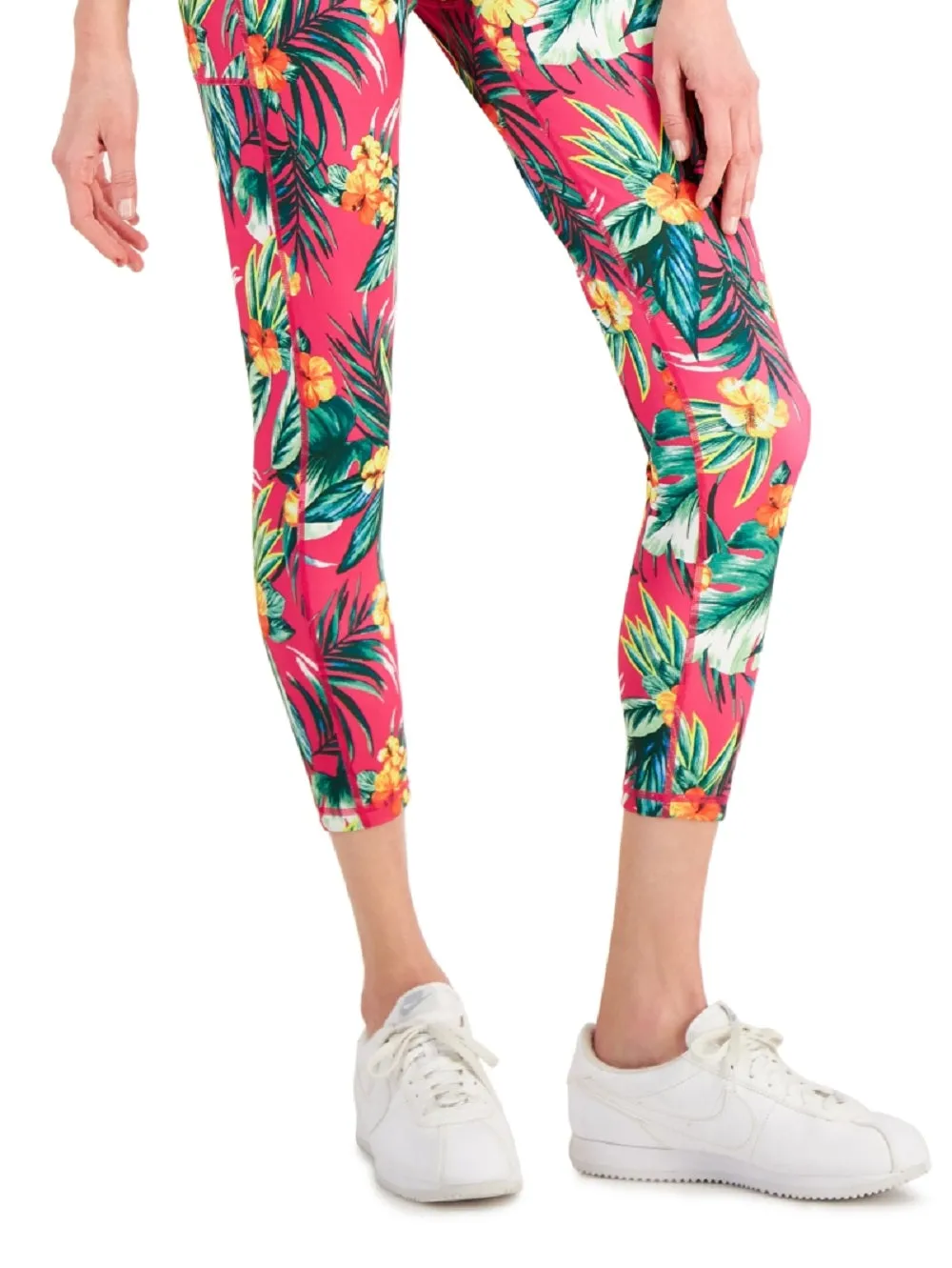 ID Ideology Women's Tropical Side Pocket 7/8 Leggings Pink Size X-Large