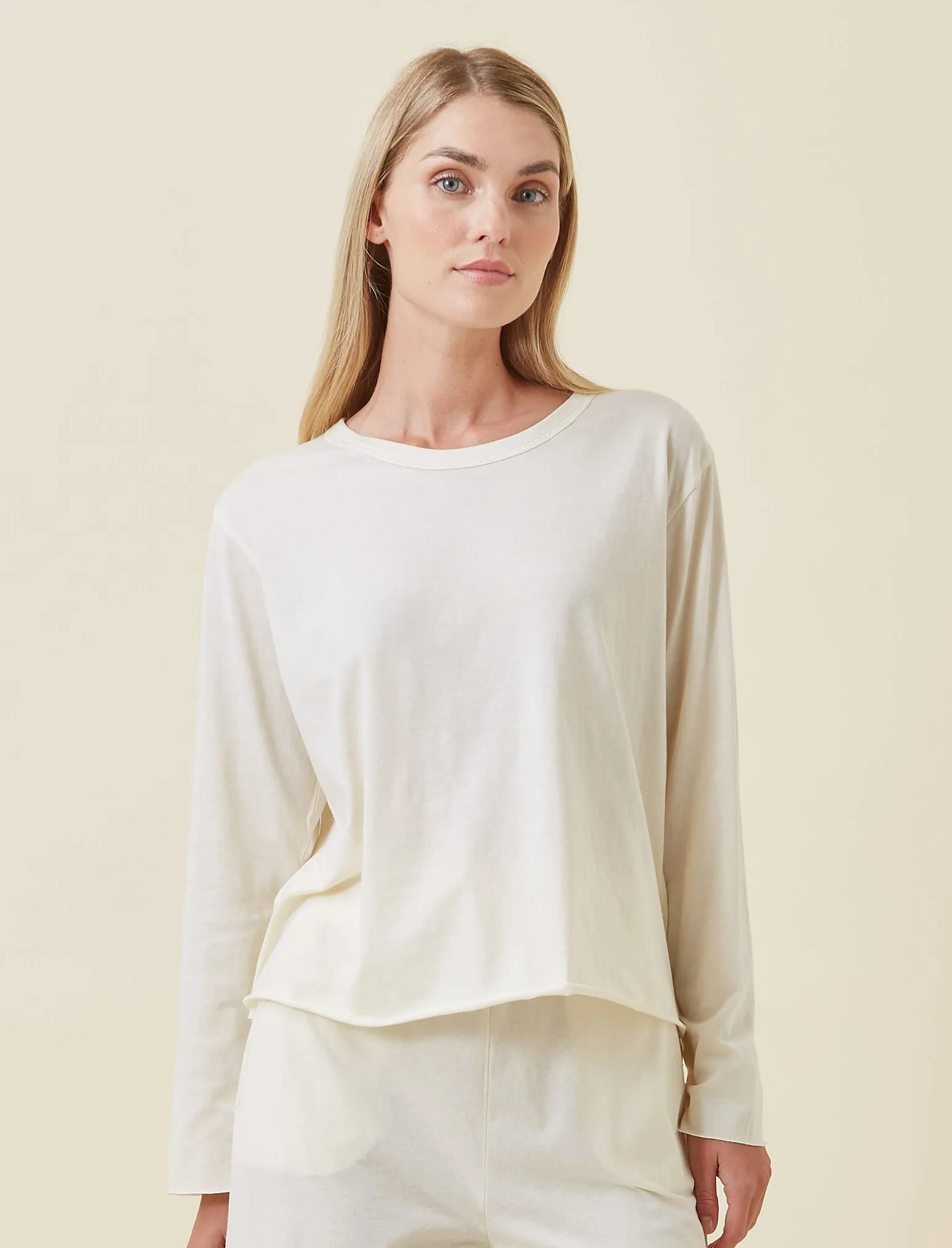 Jada Organic Cotton Knit Long Sleeve Boxy Tee