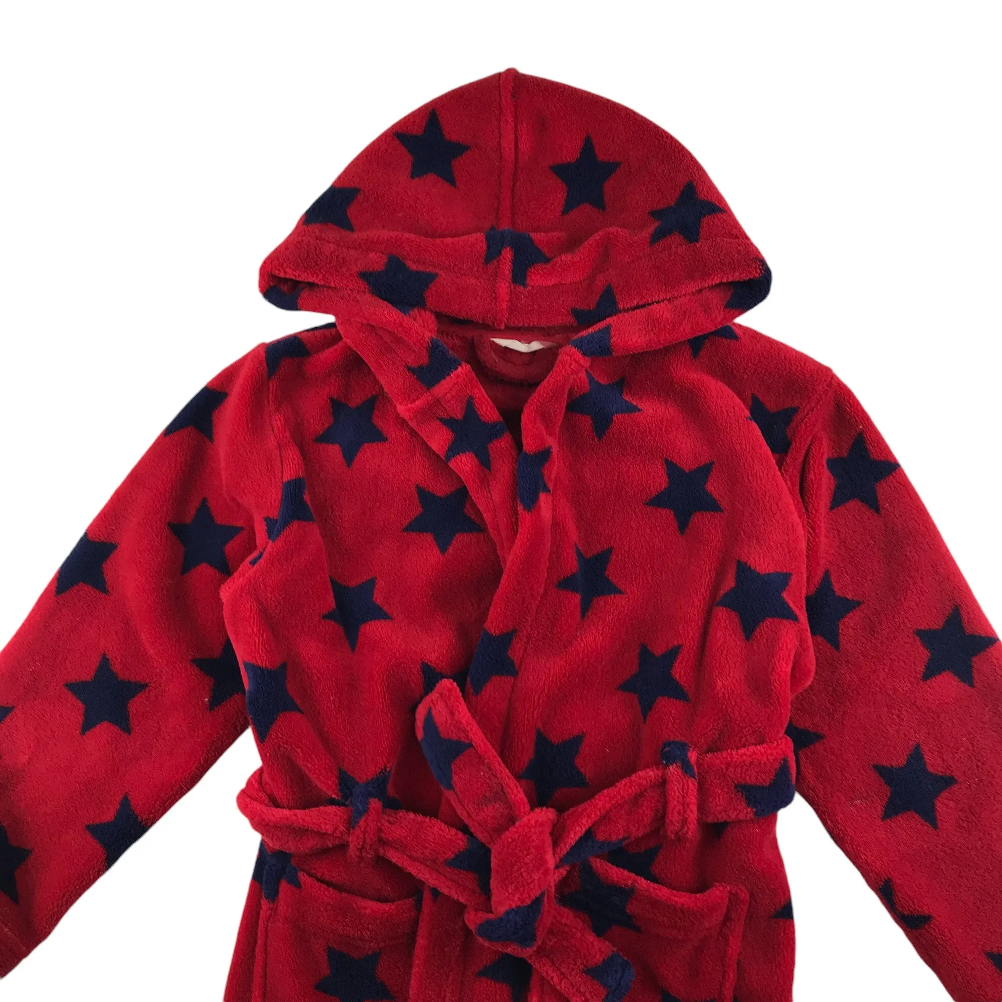 John Lewis dressing gown 6-7 years red with navy stars