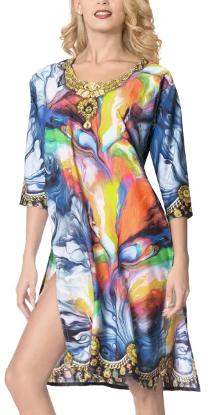 LA LEELA Digital Womens Swim Cover Up OSFM 20W-28W [2X- 4X] Multicolor_6644