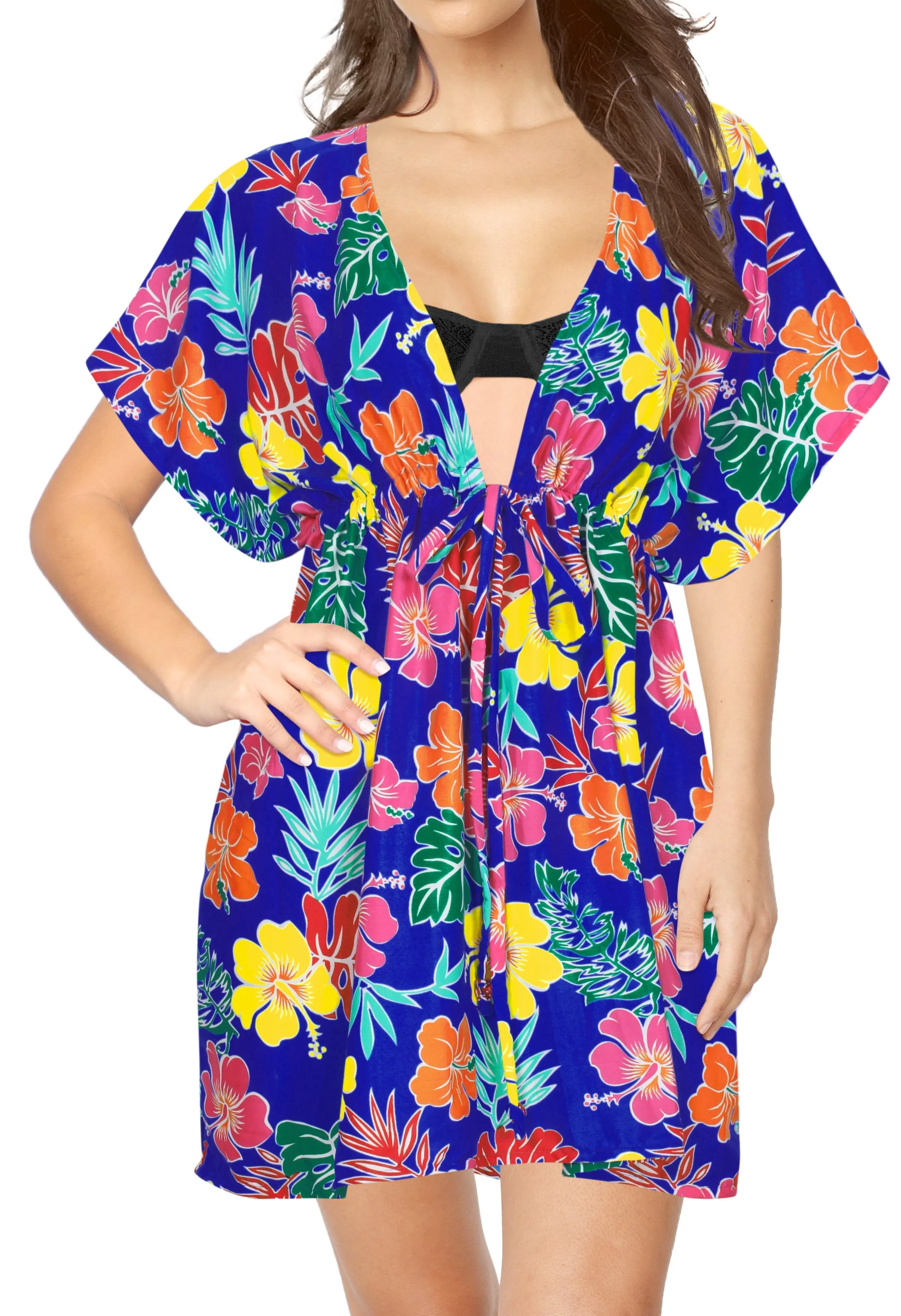 LA LEELA Women Bikini Swim Bathing Suit Cover Ups Blue_X862 OSFM 14-24W [L- 3X]