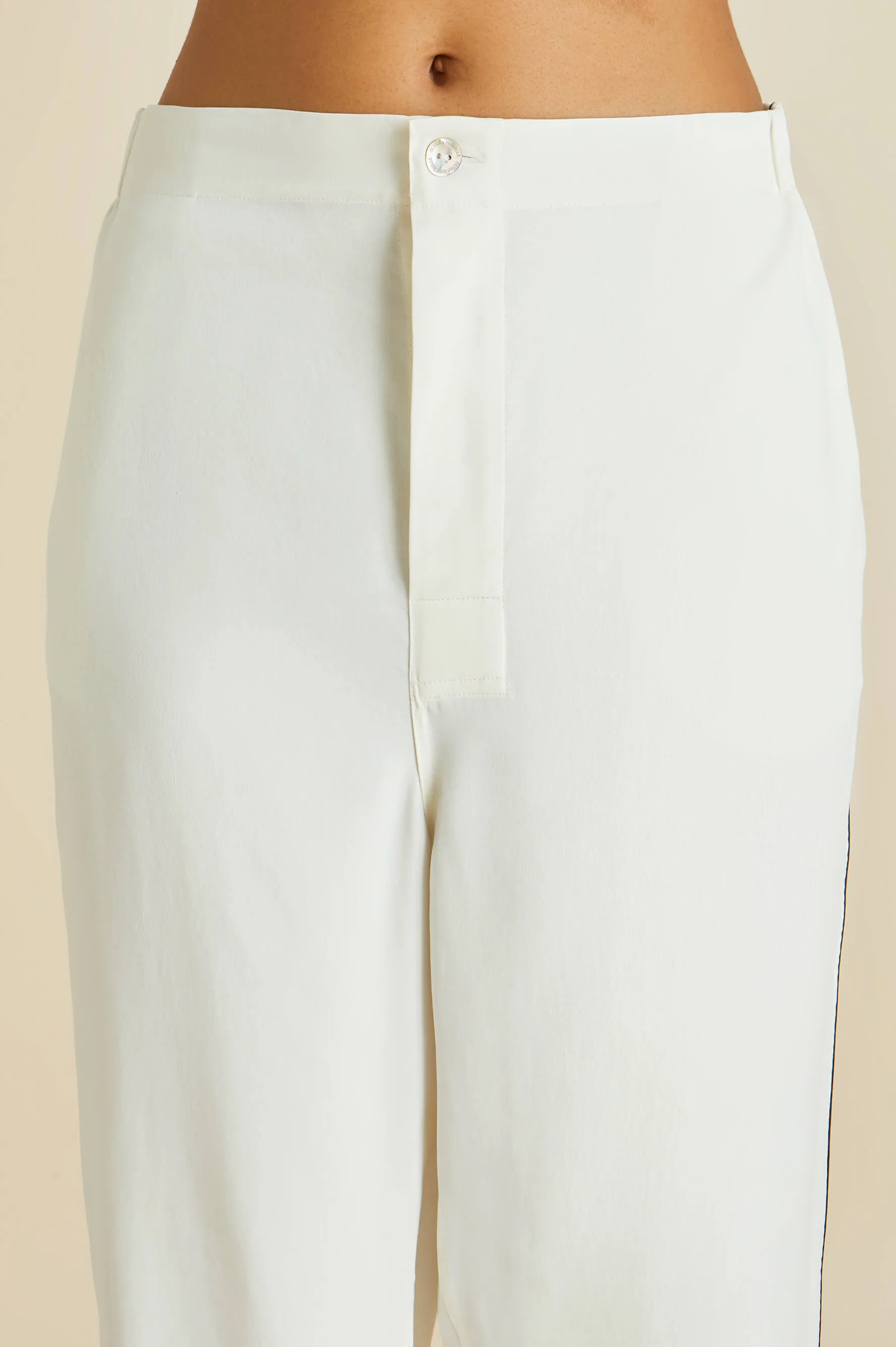 Laurent Ivory Pyjama Set in Sandwashed Silk