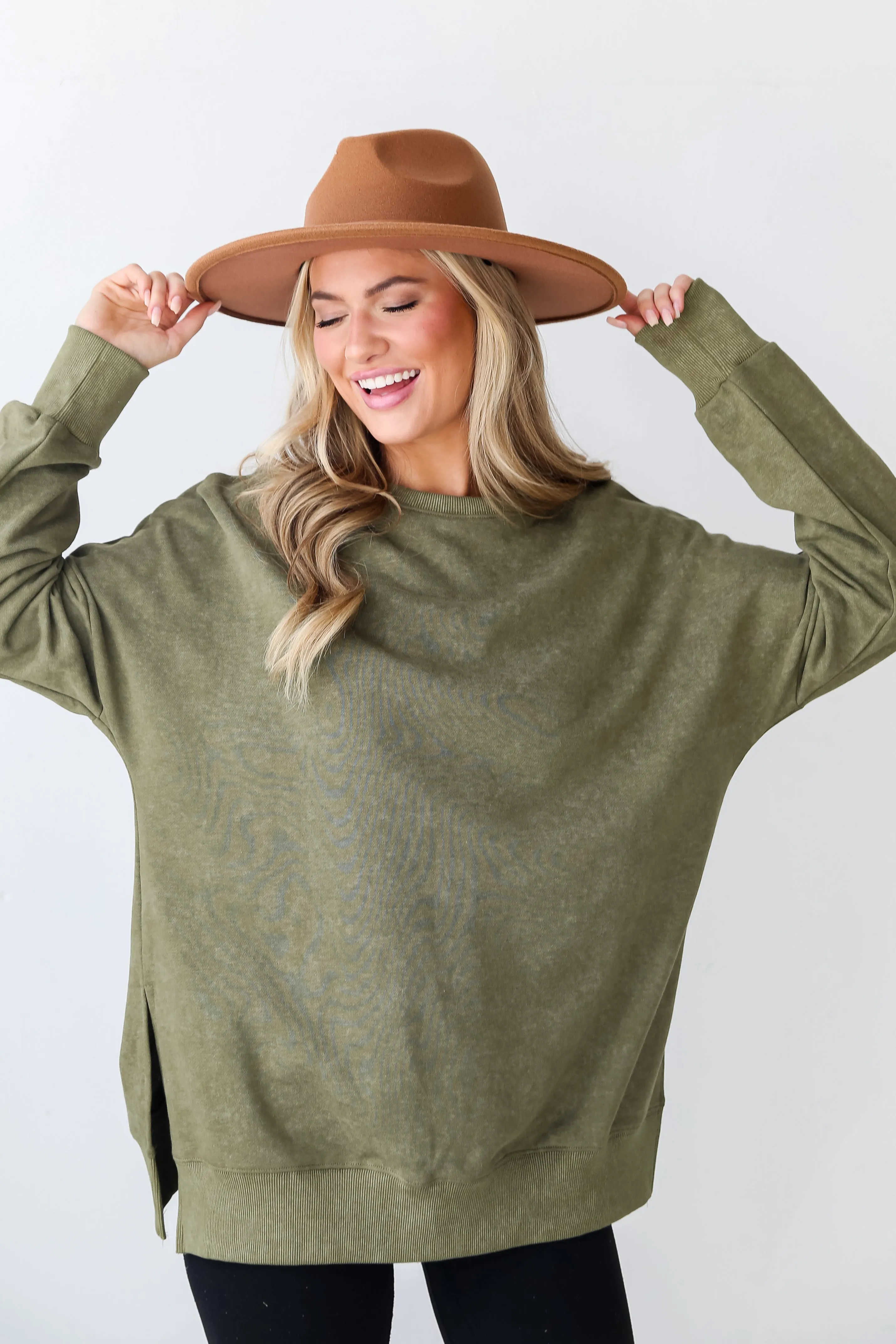 Looking To Snuggle Olive Oversized Pullover