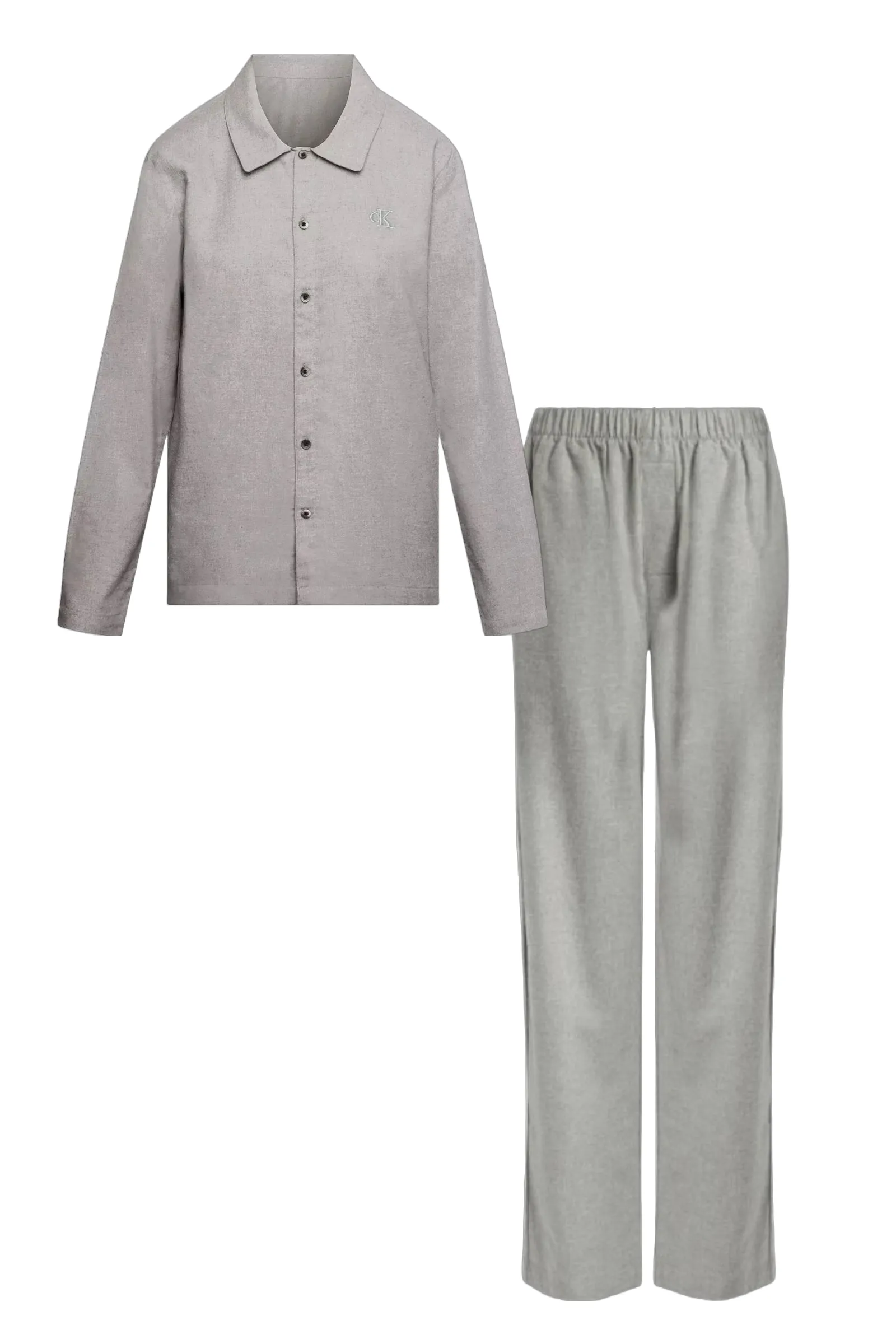 Lounge Flannel Button Down Shirt and Trousers in Grey