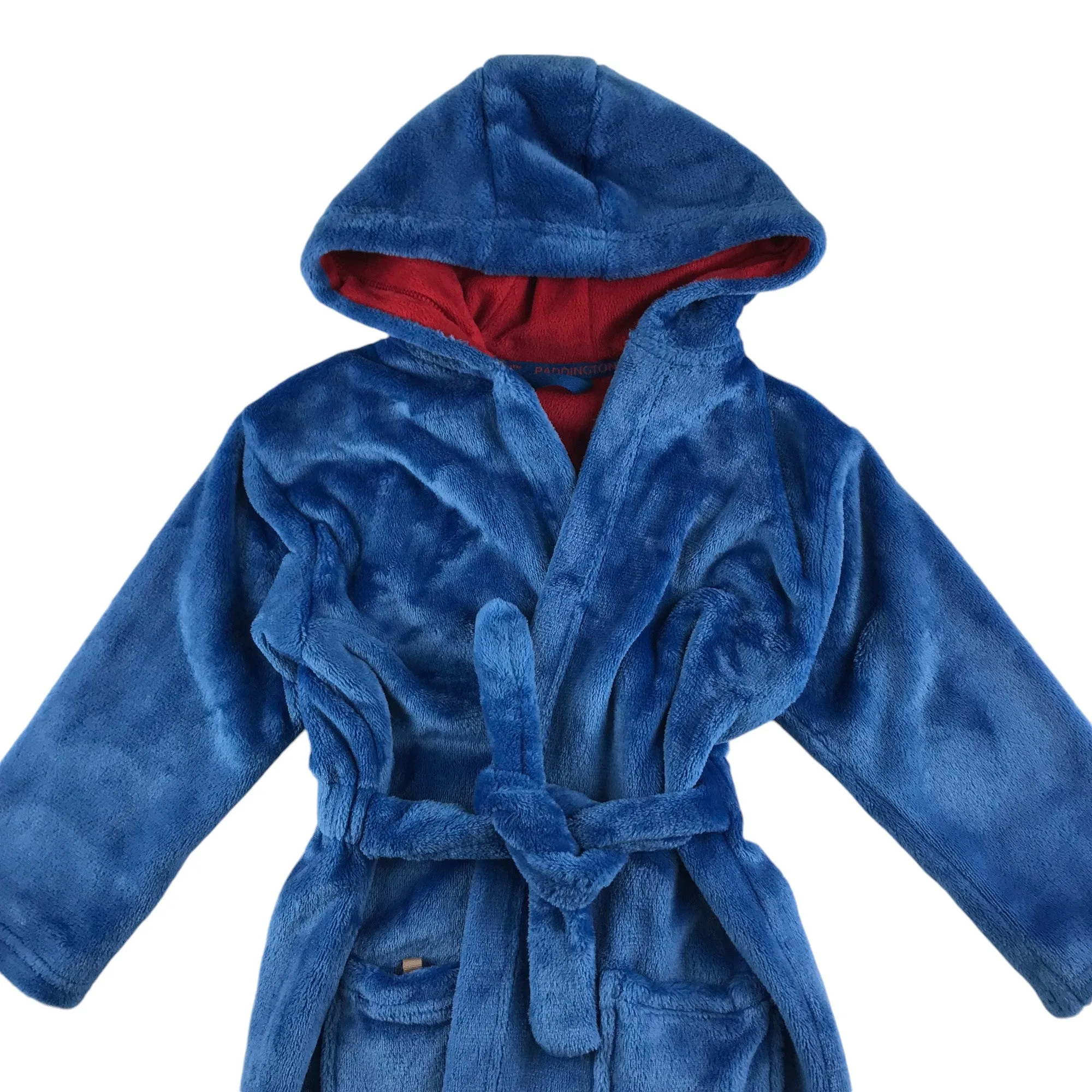 M&S dressing gown 5-6 years plain blue Paddington bear