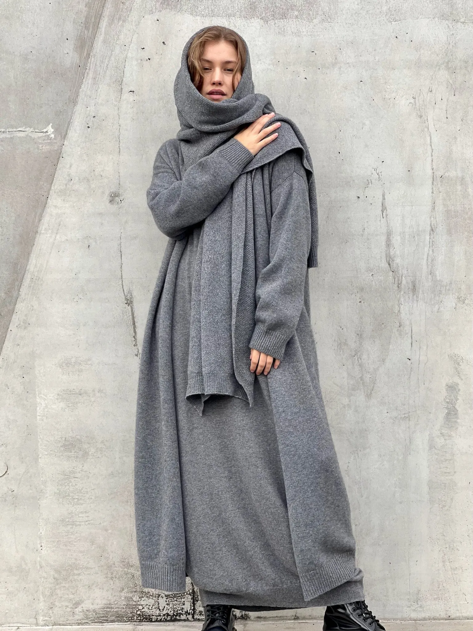 Melange Grey Cashmere Dress