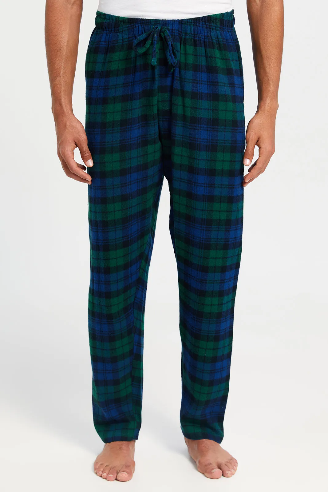 Men Navy And Green Checkered Pyjama Bottom