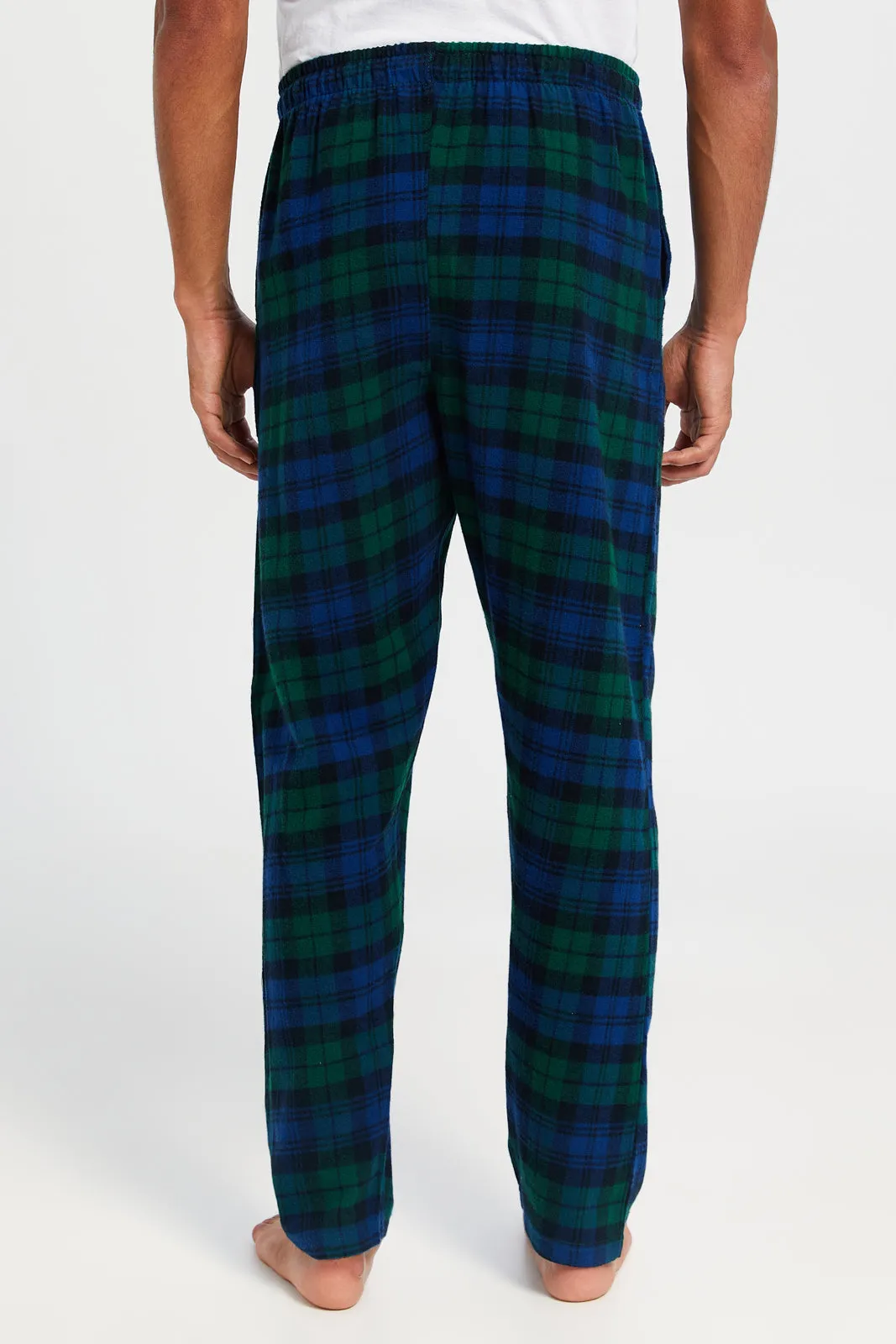 Men Navy And Green Checkered Pyjama Bottom