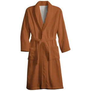 Mens Belt Brown Solid Color Fleece Lounge Robe