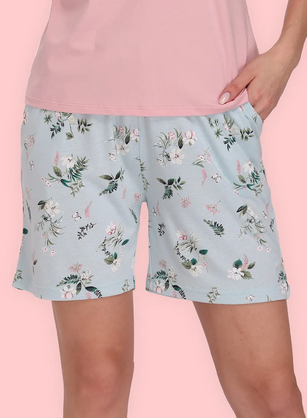 Mint Floral Boxer Style Shorts (PBSHRT0007)