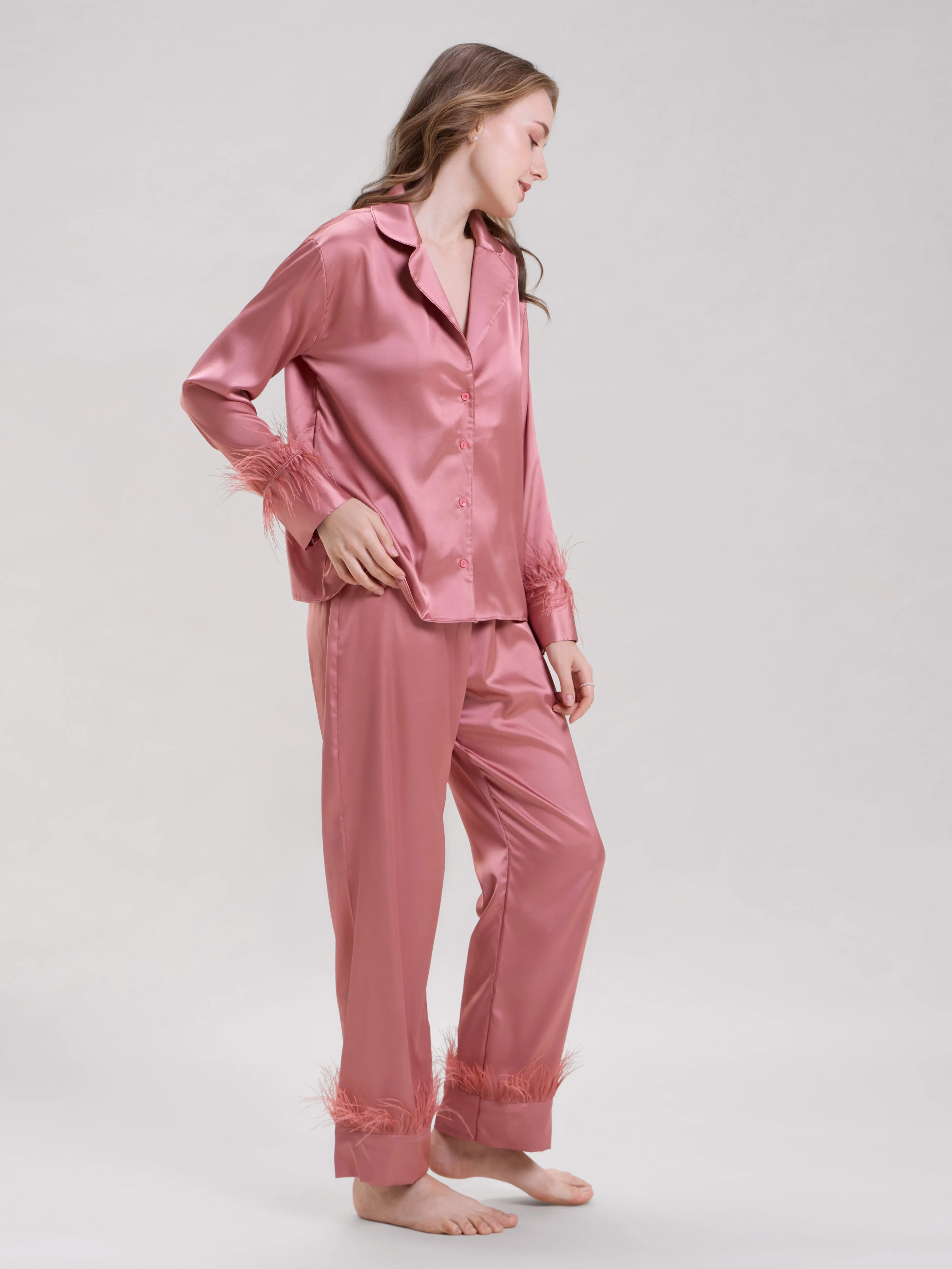 Mysthelle BLUSH PINK FEATHER NIGHTWEAR