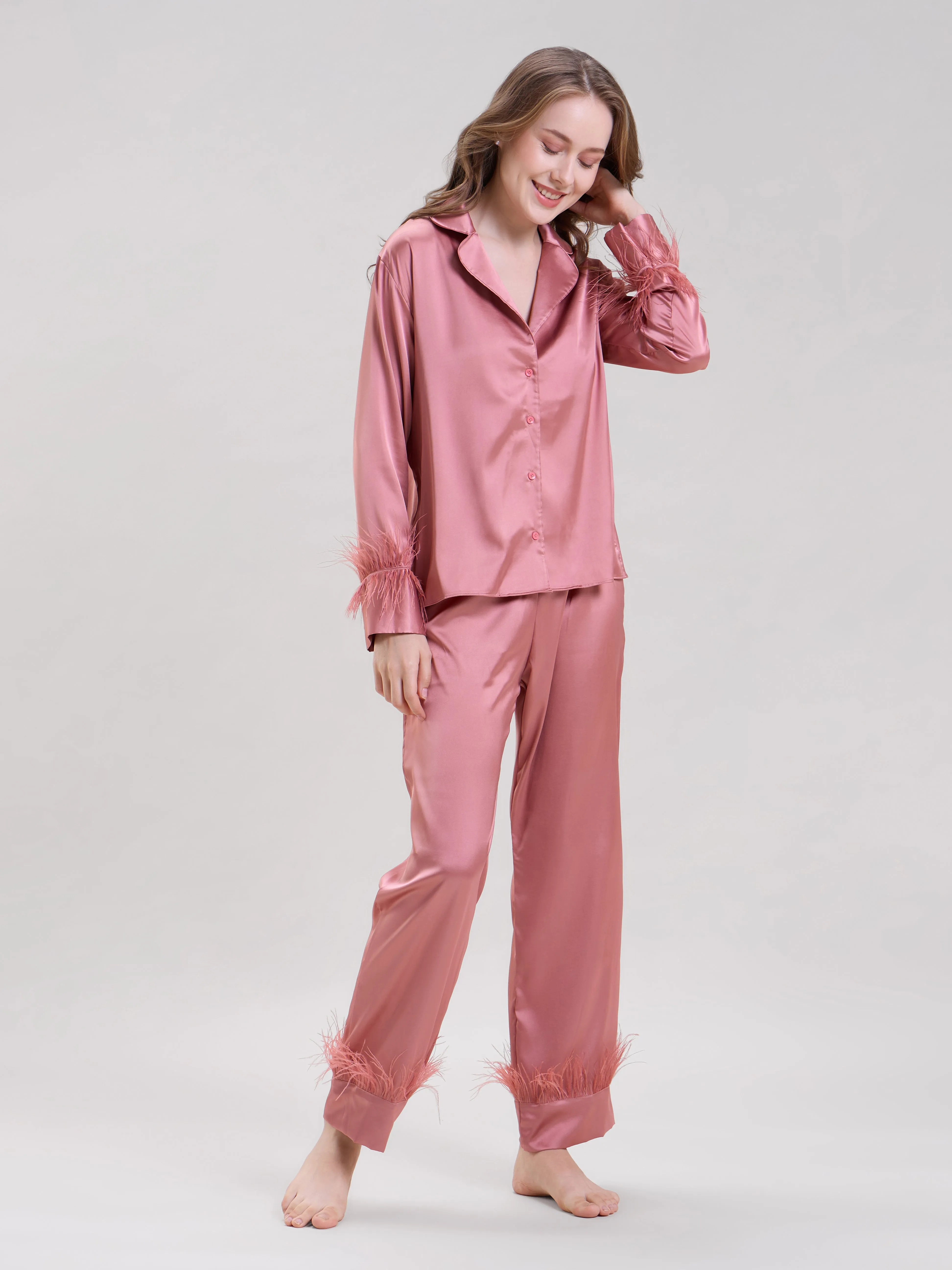 Mysthelle BLUSH PINK FEATHER NIGHTWEAR