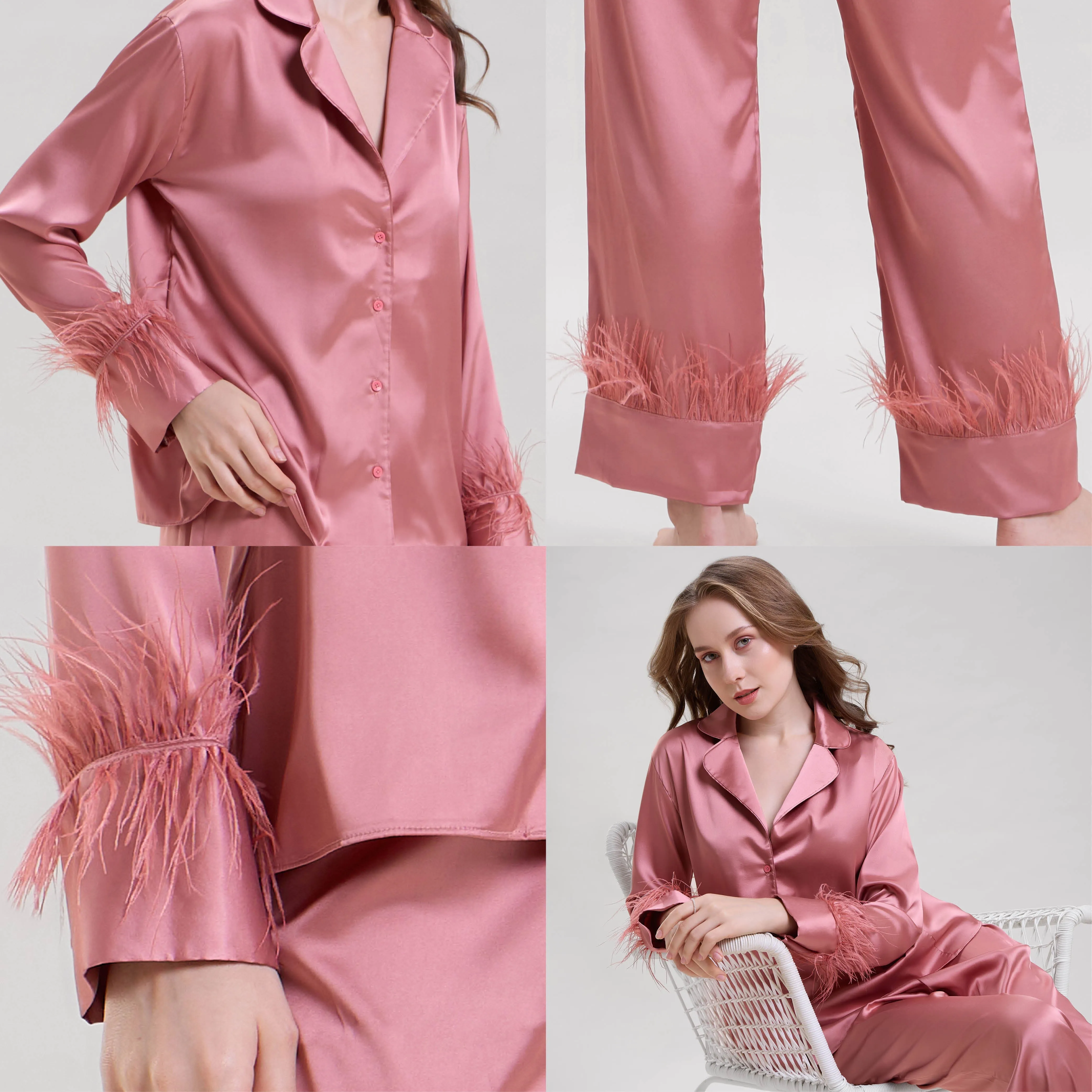 Mysthelle BLUSH PINK FEATHER NIGHTWEAR