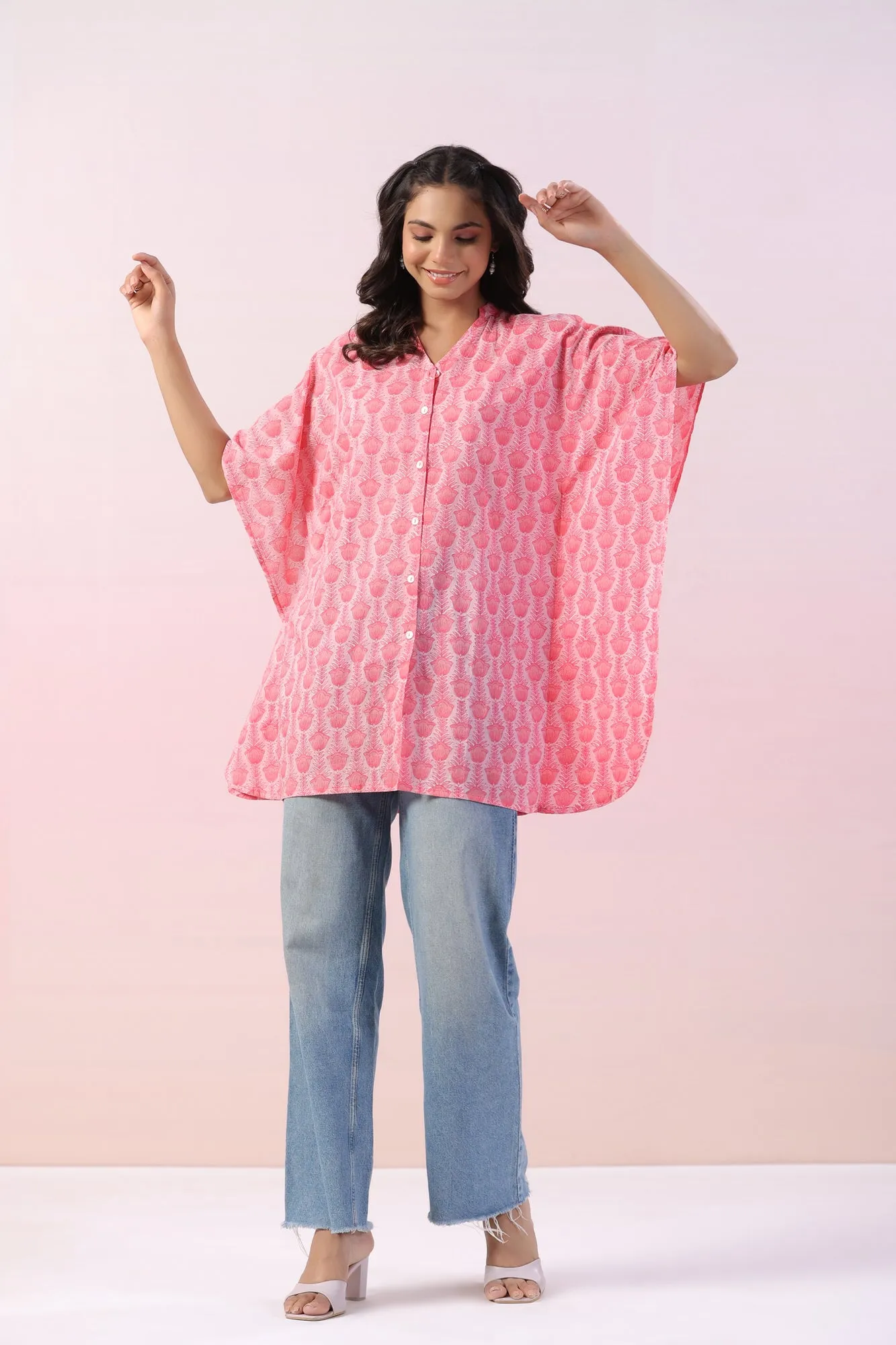 Nepeta Kaftan Sleeve Cotton Top