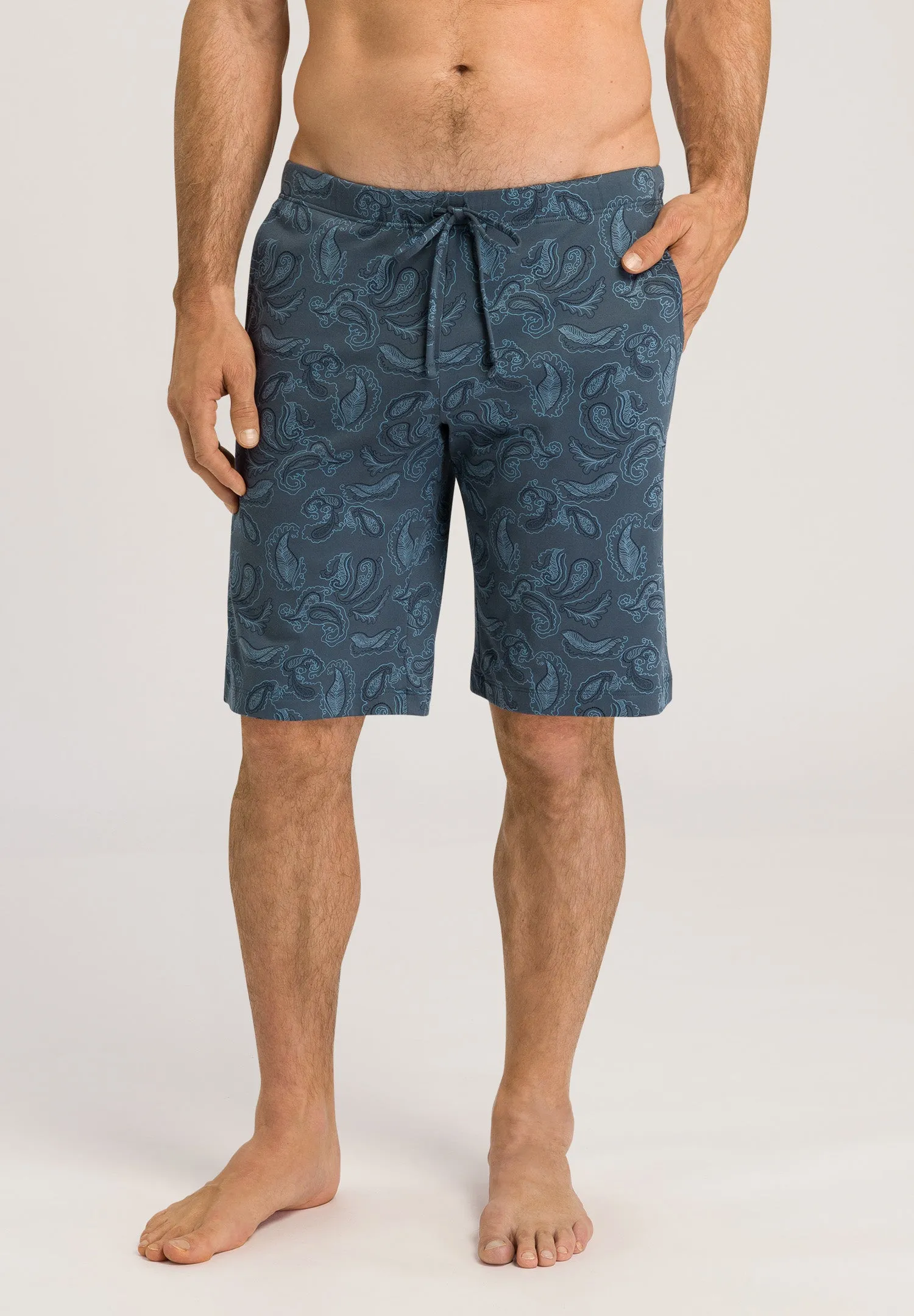 Night And Day Cotton Drawstring Shorts | Aqua Paisley 75513-2397