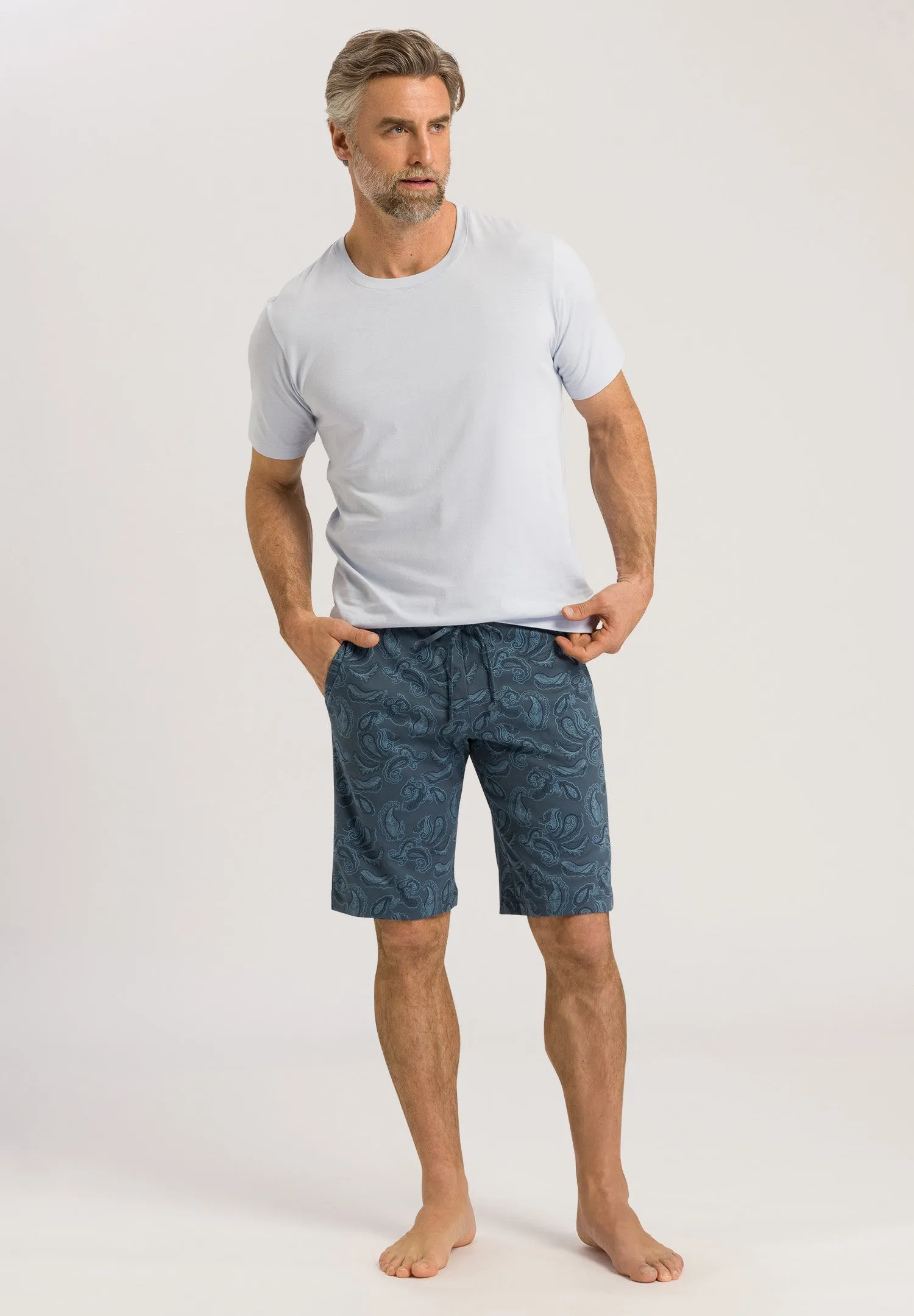 Night And Day Cotton Drawstring Shorts | Aqua Paisley 75513-2397