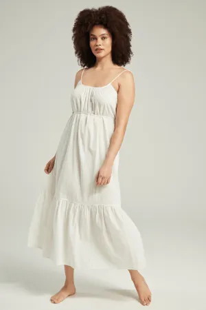 Organic Cotton Maxi Trapeze Dress in White