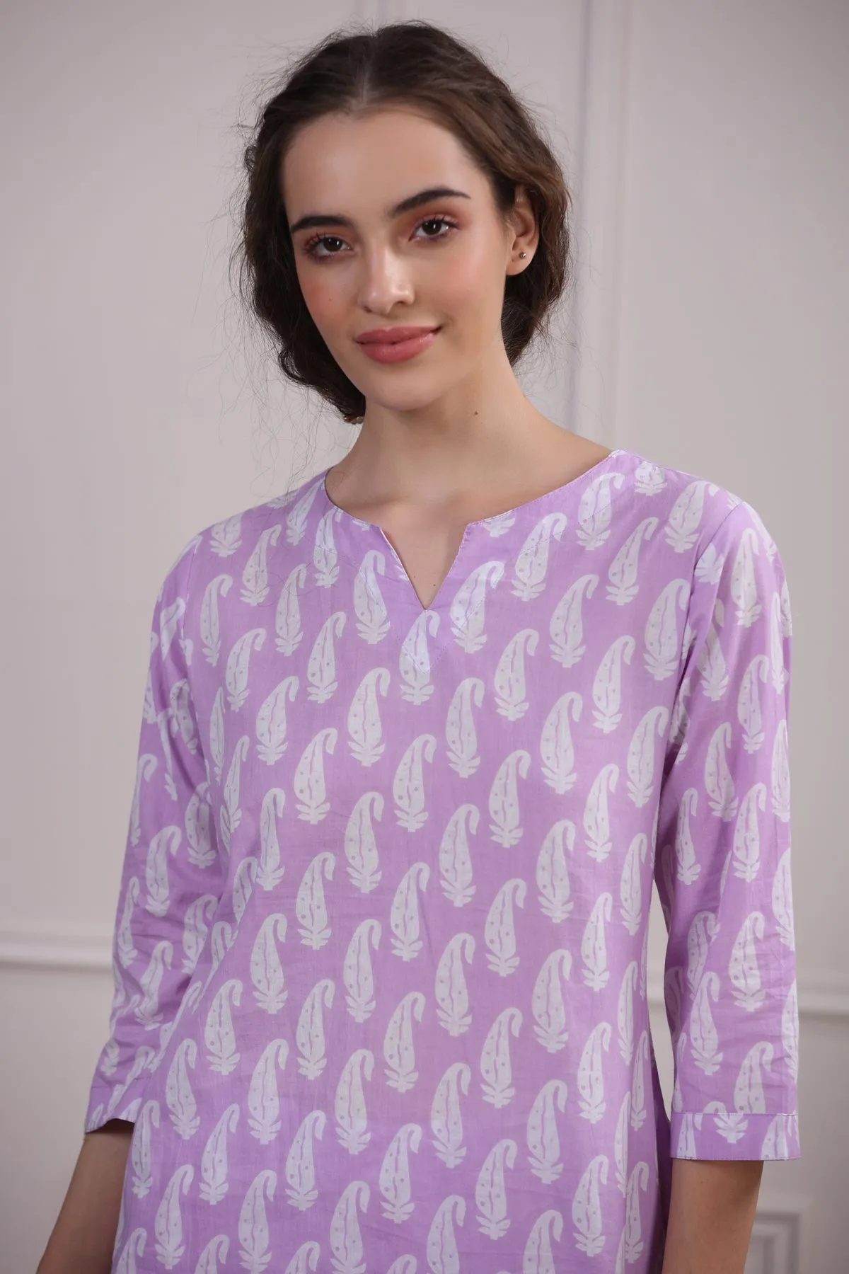 Paisley on Lavender Loungewear Top Set