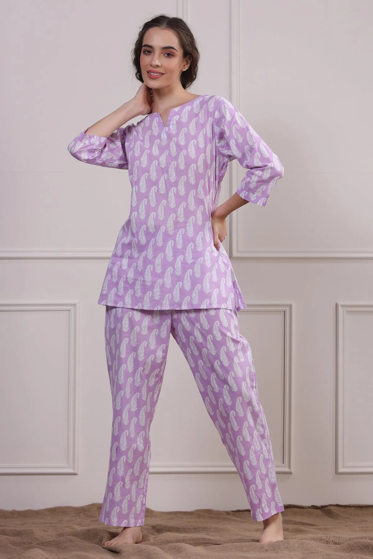 Paisley on Lavender Loungewear Top Set