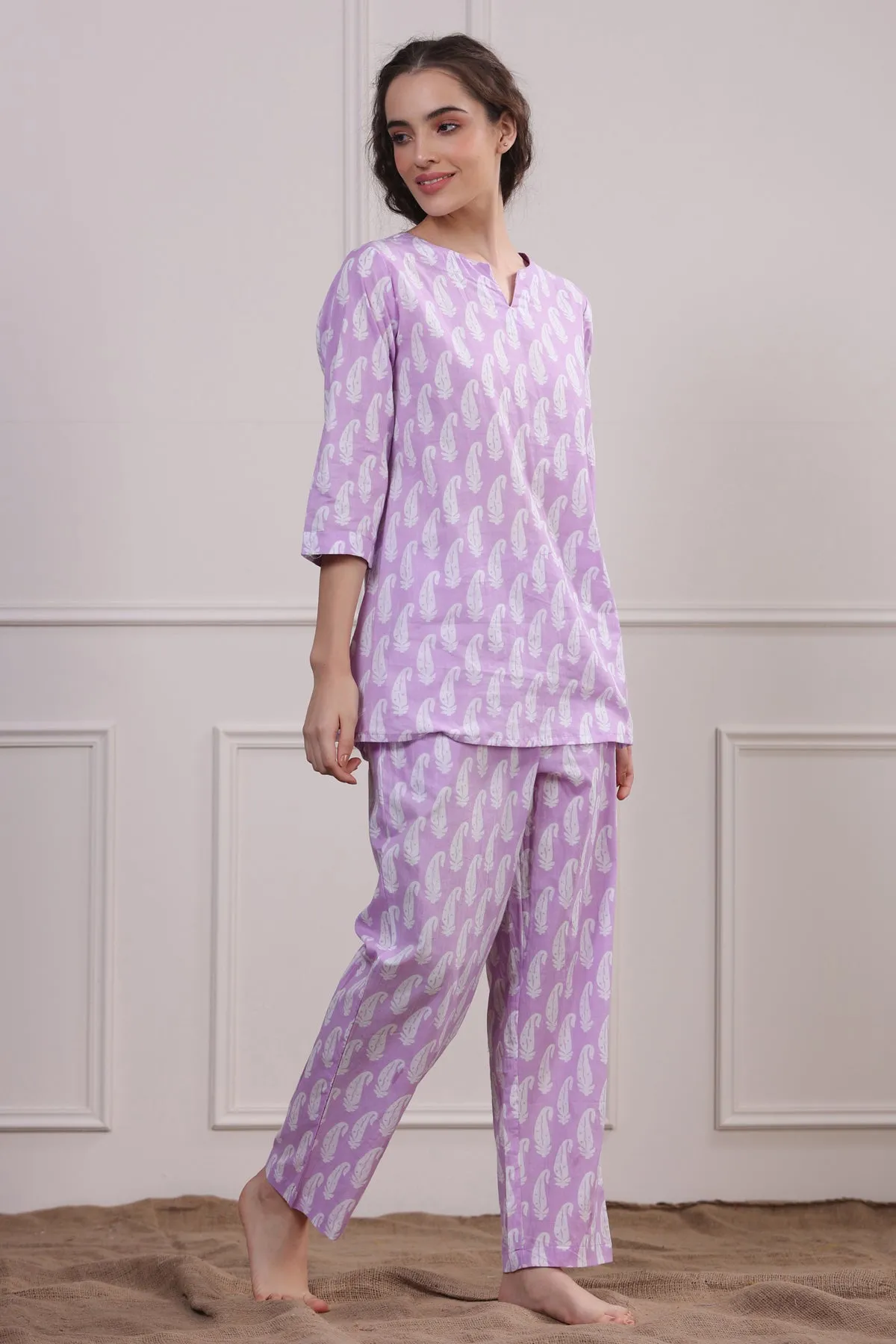 Paisley on Lavender Loungewear Top Set