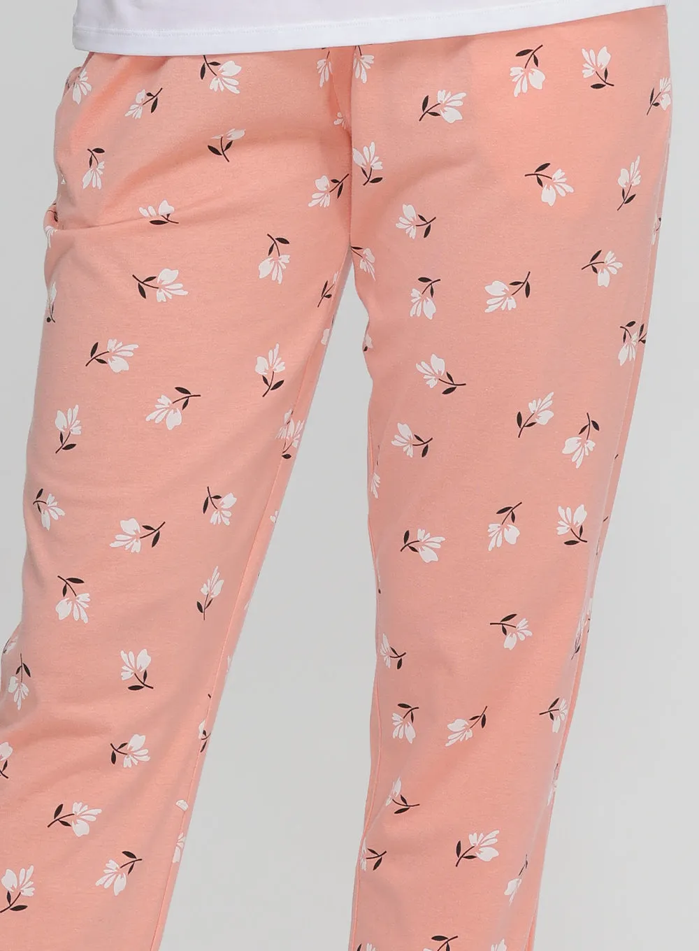 PEACH FLORAL PRINTED PYJAMA (PB10030P010)