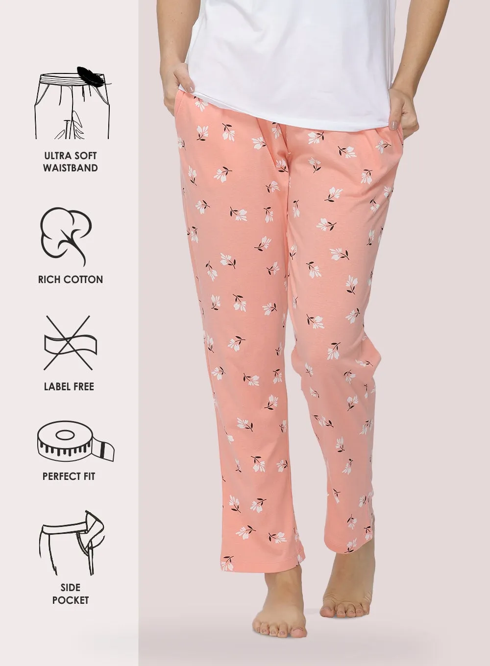 PEACH FLORAL PRINTED PYJAMA (PB10030P010)