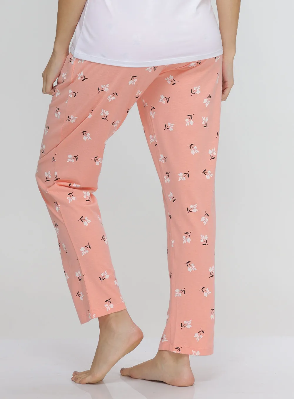 PEACH FLORAL PRINTED PYJAMA (PB10030P010)