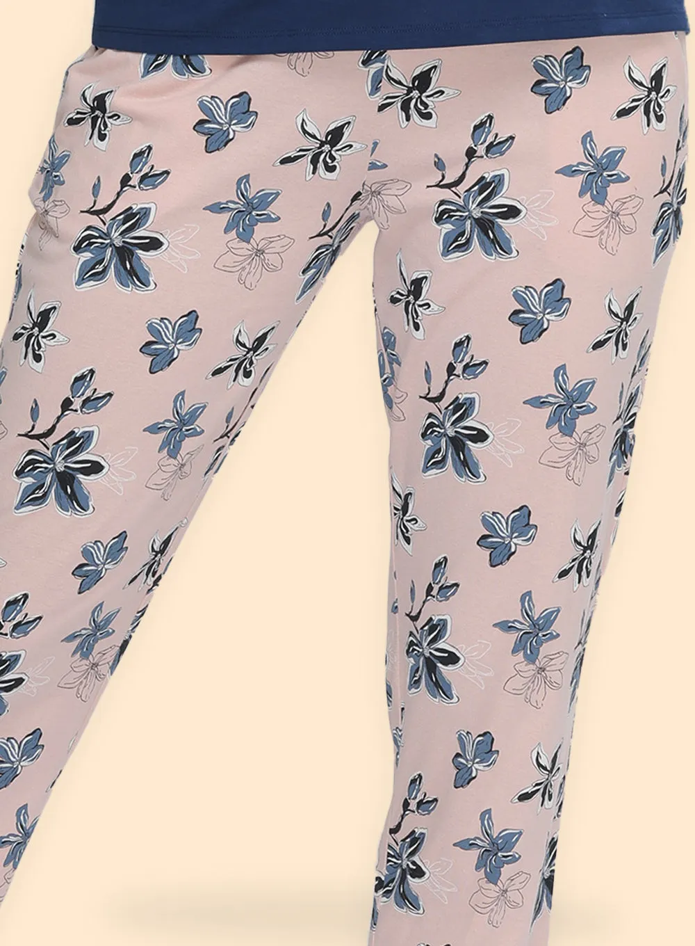 PEACH GREY FLORAL PRINTED PYJAMA (PB10030P013)