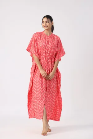 Pink Palooza Cotton Front Buttoned Kaftan