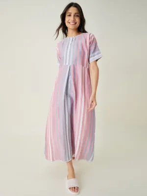 Pink Serene Striped Lounge Dress