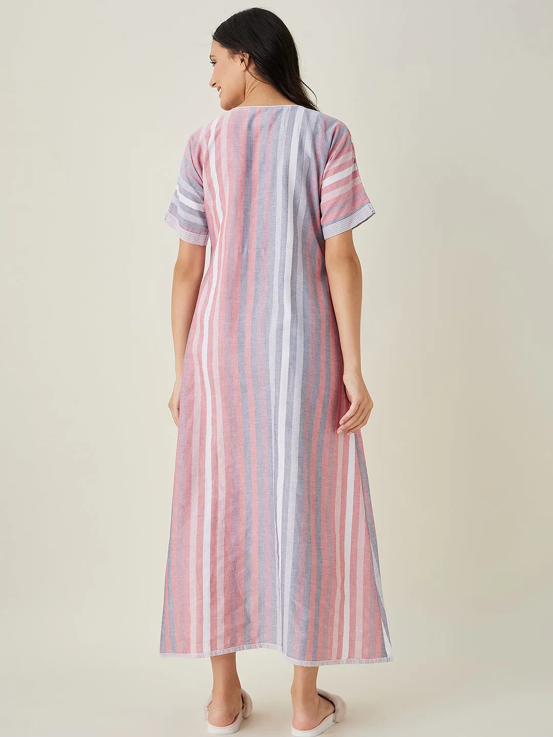 Pink Serene Striped Lounge Dress