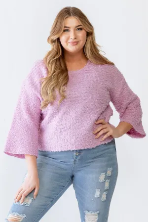 Plus Size Heavy Textured Knit Long Sleeve Top