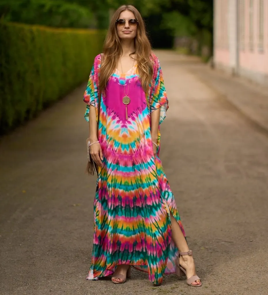 Print Swimsuit Butterfly Kaftan Cover Ups