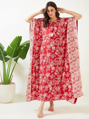 Red Floral Elegant Kaftan