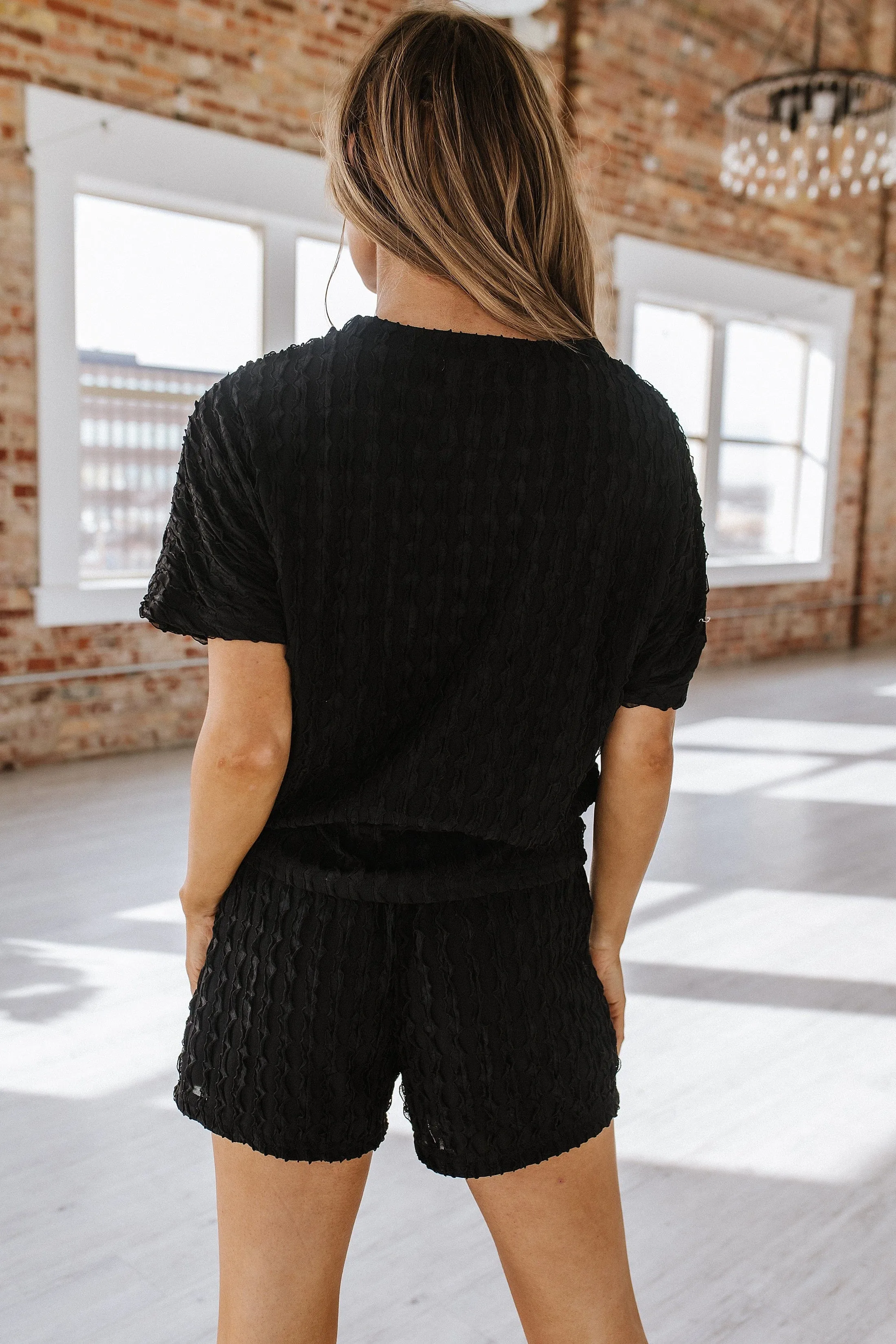 SALE - Frill Textured Tee & Shorts Set | S-XL