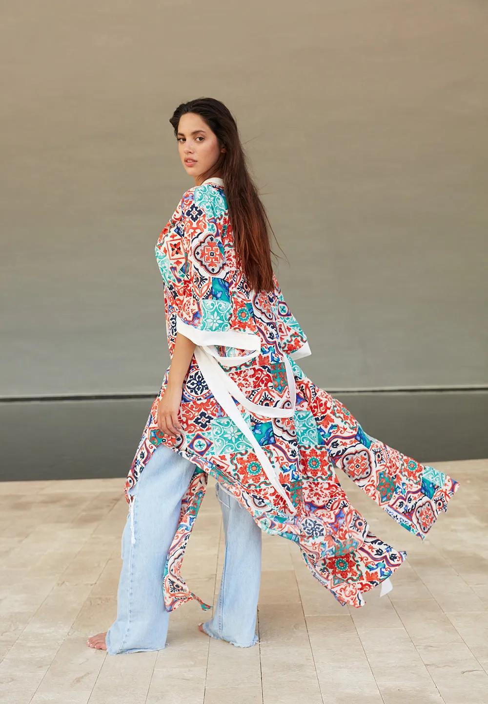 Siciliana - Carmella Maxi Split Kaftan (Off-White)