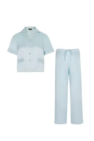 Sky Blue Short Sleeved Silk Pyjama Set