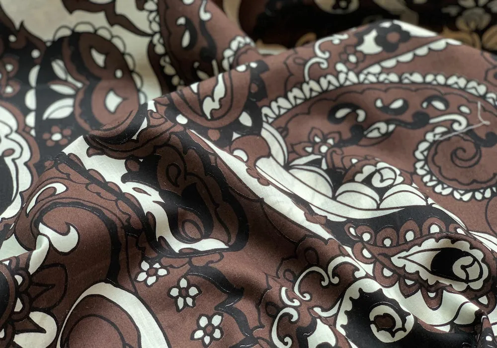 Smooth Chocolate Paisley Cotton Sateen (Made in Italy)