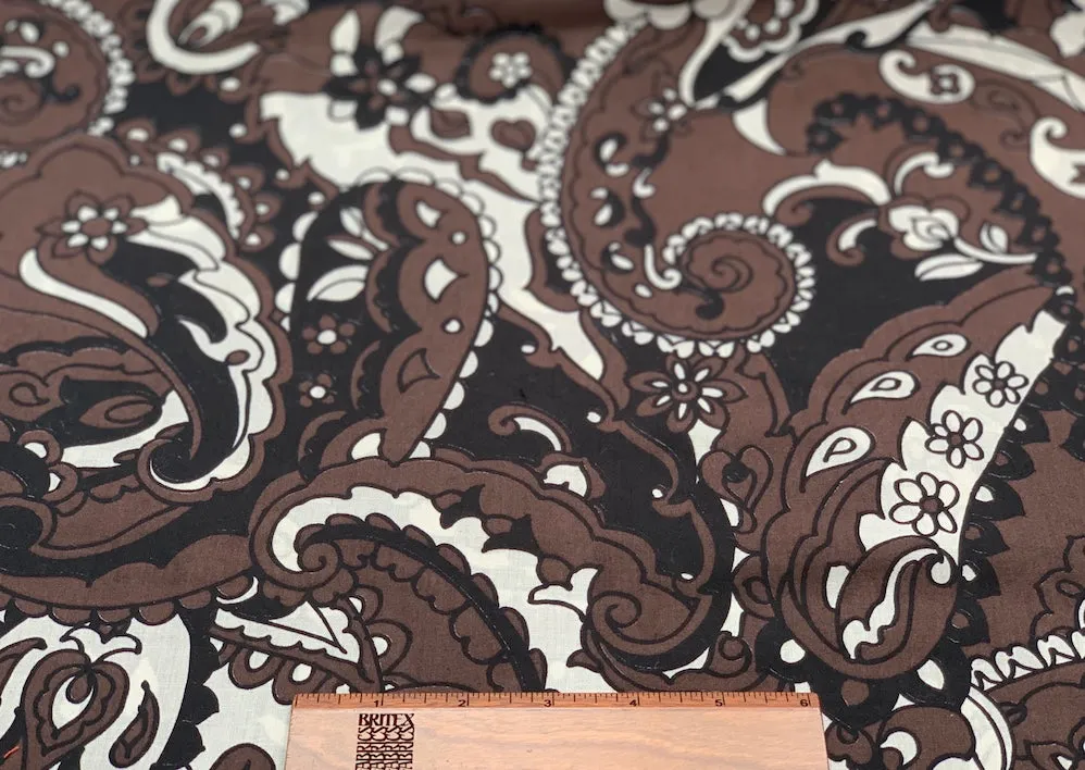 Smooth Chocolate Paisley Cotton Sateen (Made in Italy)