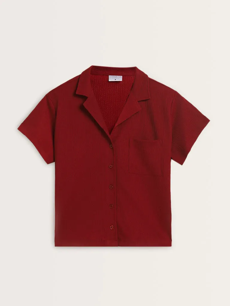 Superstar Red Crinkle-Textured Shirt