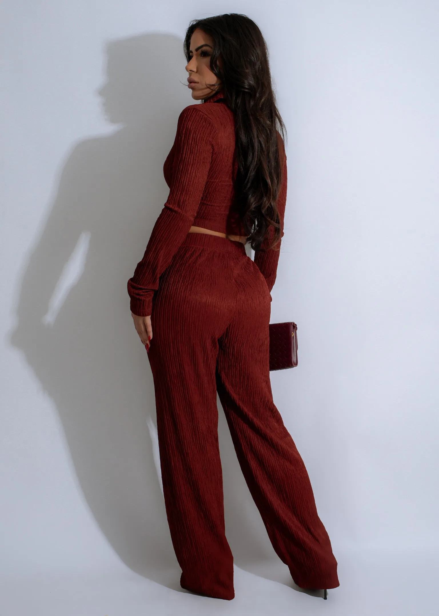 Textured Tranquility Pant Set Red