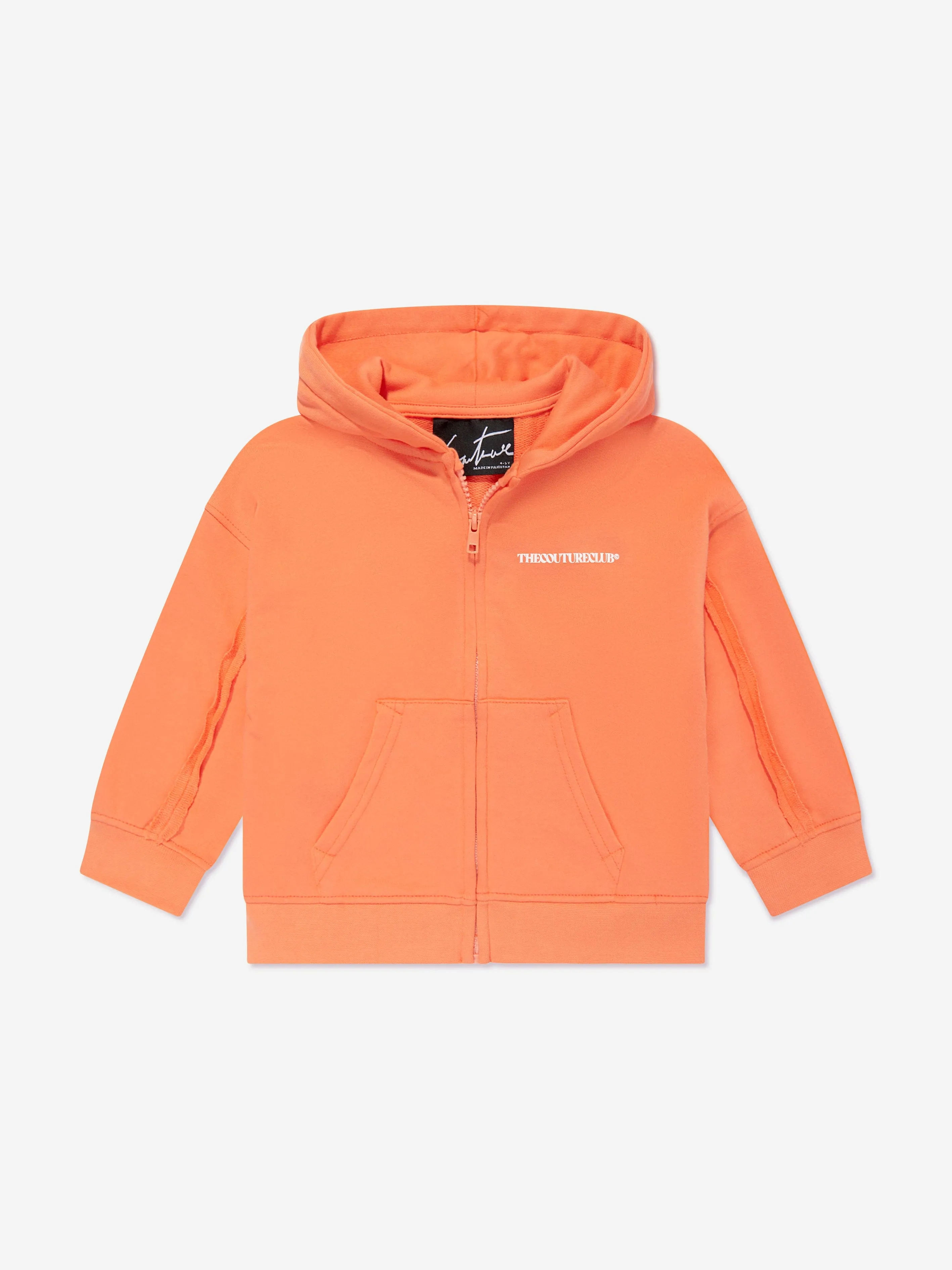 The Couture Club Kids Raw Seam Members Only Zip Up in Orange