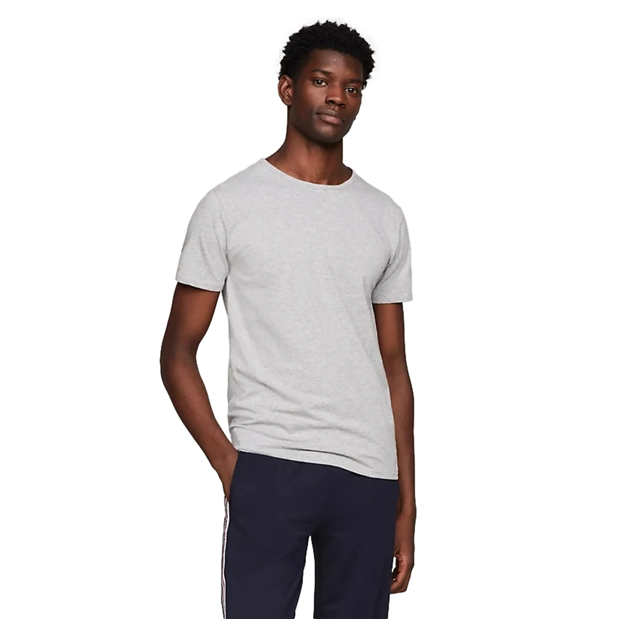 Tommy Hilfiger Premium Essentials Stretch Cotton Short Sleeve Crew Neck Tee 3 Pack - Black/White/Grey Heather