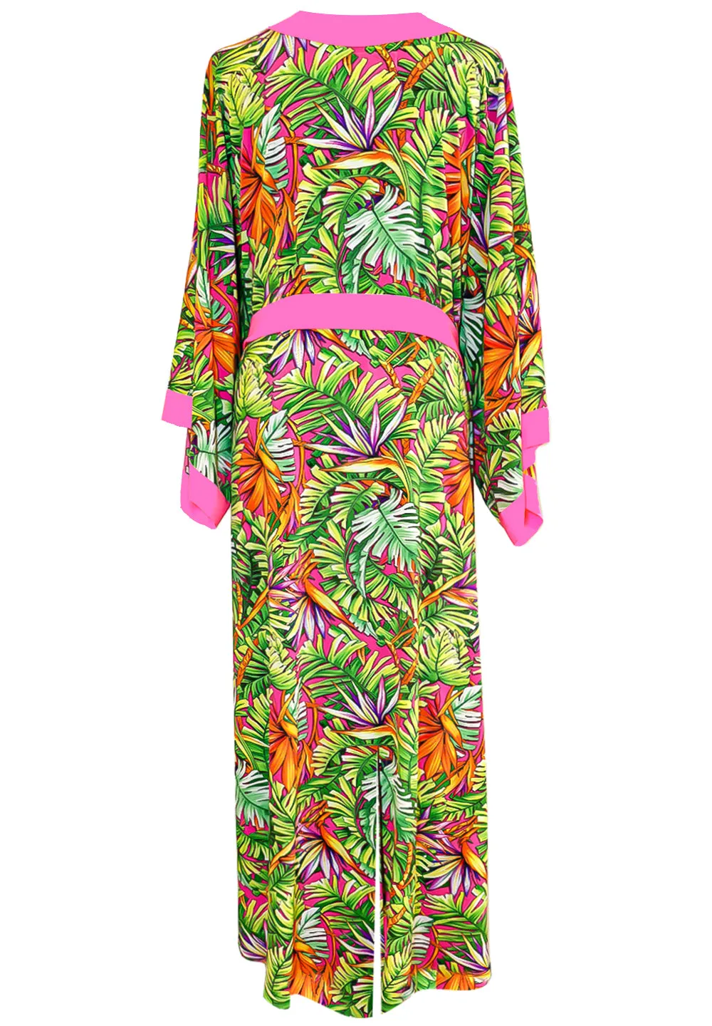 Tropics - Jungle Paradise Maxi Split Kaftan (Neon Pink)