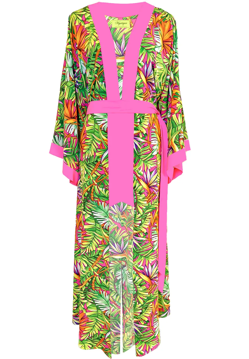 Tropics - Jungle Paradise Maxi Split Kaftan (Neon Pink)