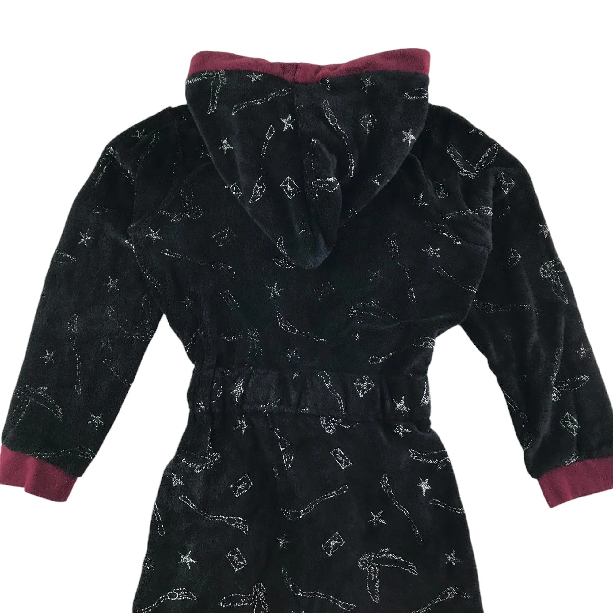 Tu dressing gown 9-10 years black Hogwarts robe burgundy detailing