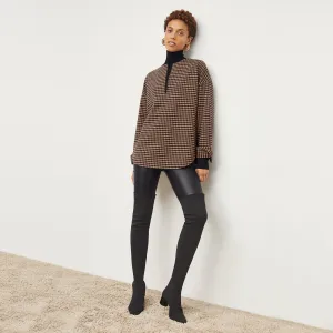 Tully Top - Plaid Knit :: Camel / Black