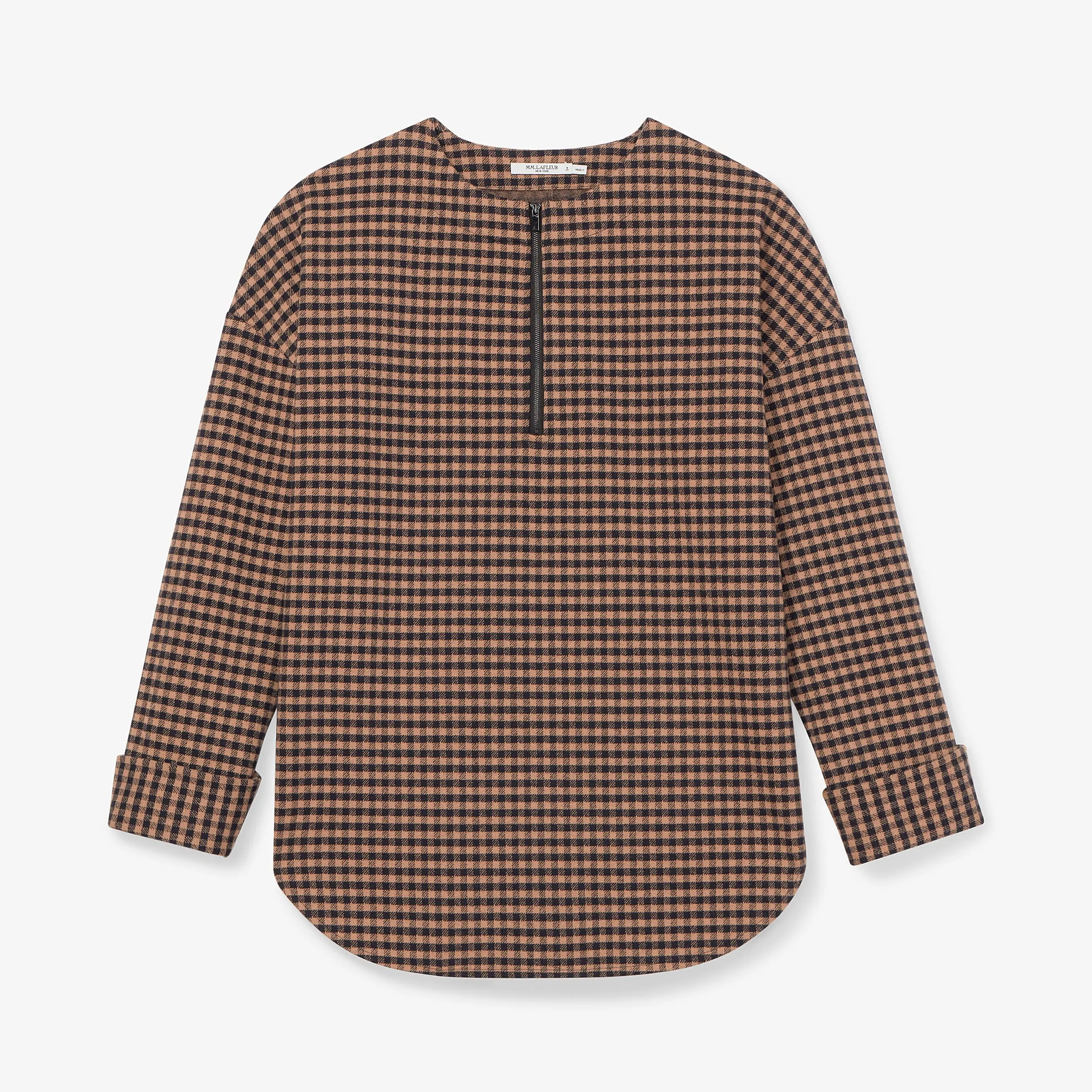 Tully Top - Plaid Knit :: Camel / Black